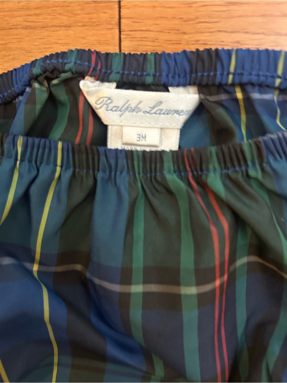 Ralph Lauren Baby Girl 3M Blue Green Plaid Taffeta Dress Bloomers 2 Piece Set - Picture 4 of 4